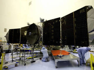 MAVEN solar arrays being tested by engineers.