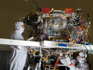 The Mars lander that NASA's InSight mission will use for investigating how rocky planets formed and evolved is being assembled by Lockheed Martin Space Systems, Denver.