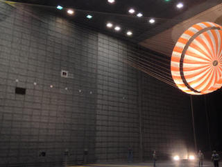 This parachute testing for NASA's InSight mission to Mars was conducted inside the world's largest wind tunnel, at NASA Ames Research Center, Moffett Field, California, in February 2015.
