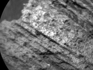 This May 15, 2015, image from the Chemistry and Camera (ChemCam) instrument on NASA's Curiosity Mars rover shows detailed texture of a rock target called "Yellowjacket" on Mars' Mount Sharp. This was the first rock target for ChemCam after checkout of restored capability for autonomous focusing.