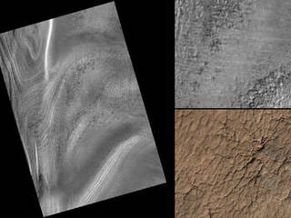 This series of images from NASA's Mars Reconnaissance Orbiter successively zooms into "spider" features -- or channels carved in the surface in radial patterns -- in the south polar region of Mars.