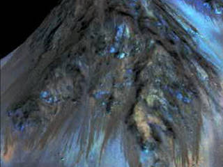 This false-color animation simulates a fly-around look at one of the places on Mars where dark streaks advance down slopes during warm seasons, possibly involving liquid water or brine. This site is within Hale Crater. The streaks are roughly the length of a football field.