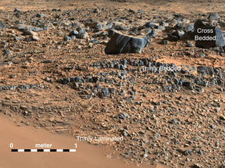 An image taken at the "Hidden Valley" site, en-route to Mount Sharp, by NASA's Curiosity rover.