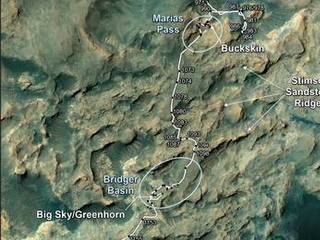 This map shows the route on lower Mount Sharp that NASA's Curiosity followed between April 19, 2015, and Nov. 5, 2015.