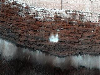 This cliff is the site of the most frequent frost avalanches seen by HiRISE.
