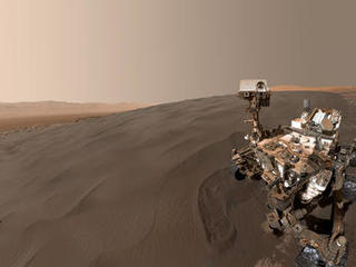 This Jan. 19, 2016, self-portrait of NASA's Curiosity Mars rover shows the vehicle at "Namib Dune," where the rover's activities included scuffing into the dune with a wheel and scooping samples of sand for laboratory analysis.