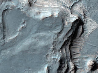 Eberswalde Crater contains layered rocks about 100-meters thick exposed in a a well-preserved delta.