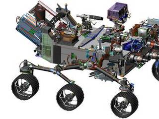 This 2016 image comes from computer-assisted-design work on NASA's 2020 Mars rover. The design leverages many successful features of NASA's Curiosity rover, which landed on Mars in 2012, but it adds new science instruments and a sampling system to carry out the new goals for the 2020 mission