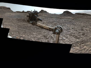 This 360-degree vista was acquired on Aug. 5, 2016, by the Mastcam on NASA's Curiosity Mars rover as the rover neared features called "Murray Buttes" on lower Mount Sharp. The dark, flat-topped mesa seen to the left of the rover's arm is about 50 feet high and, near the top, about 200 feet wide.