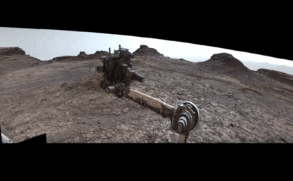 This 360-degree vista was acquired on Aug. 5, 2016, by the Mastcam on NASA's Curiosity Mars rover as the rover neared features called "Murray Buttes" on lower Mount Sharp. The dark, flat-topped mesa seen to the left of the rover's arm is about 50 feet high and, near the top, about 200 feet wide.