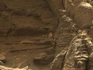 Curiosity got close to this outcrop on Sept. 9, 2016, which displays finely layered rocks.