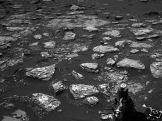 This view from the Navigation Camera (Navcam) on the mast of  NASA's Curiosity Mars rover shows rocky ground within view while the rover was  working at an intended drilling site called &amp;quot;Precipice&amp;quot; on lower  Mount Sharp.