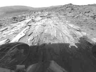 Mars scientists used images from the Mars Exploration Rovers to help them with their recent simulation 'games' for the Mars Science Laboratory rover.  This image from the Spirit rover was used by the scientists to decide where to drill in one of the tests.